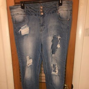 Blue spice distressed jeans
